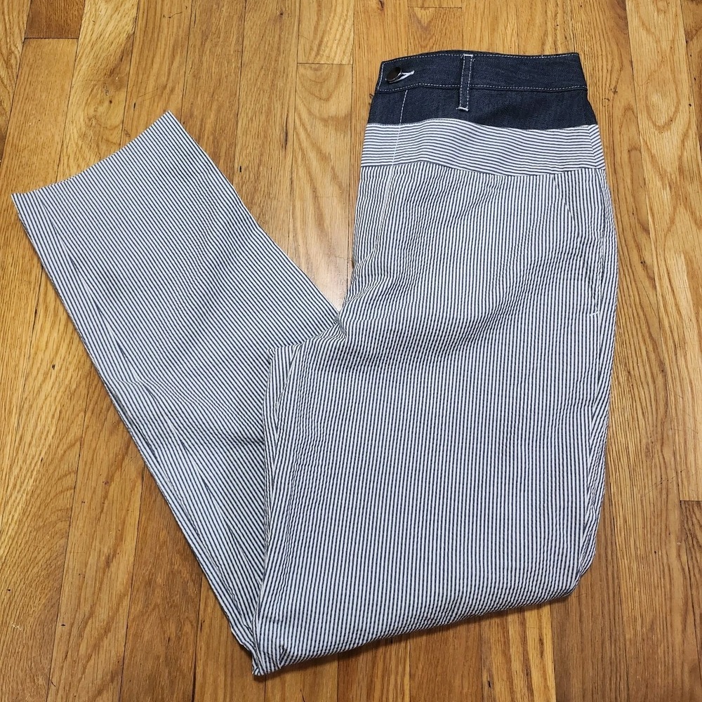 Jason Wu Denim & Seersucker Pants in Twilight Star White